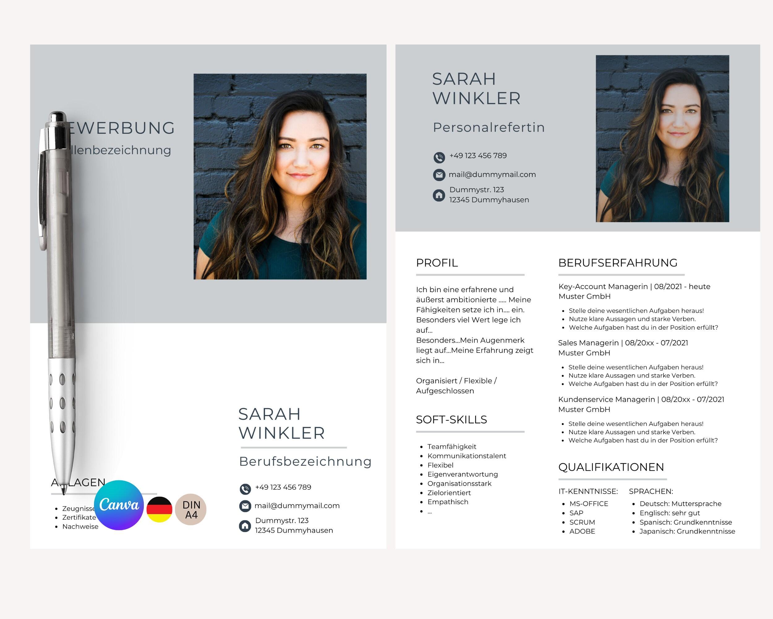 Bewerbungsvorlage Deutsch Lebenslaufvorlage Kreativ CV ...